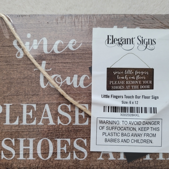 Wooden Sign 6x12 Little Fingers Touch Our Floor NWT remove shoes - Picture 13 of 14
